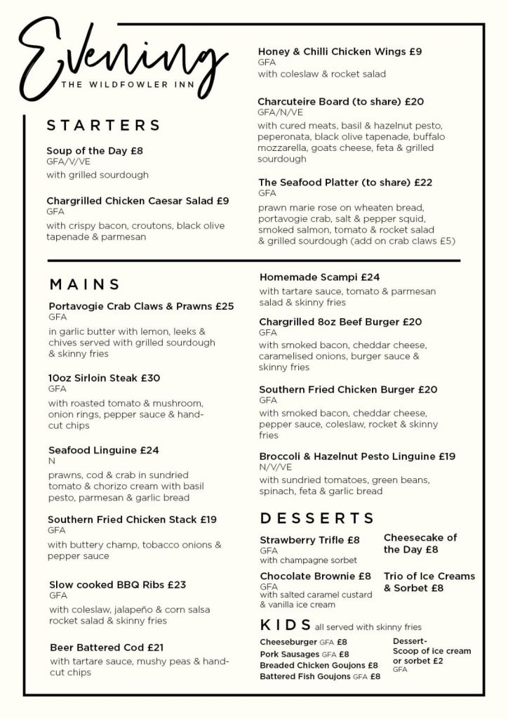 Evening Menu